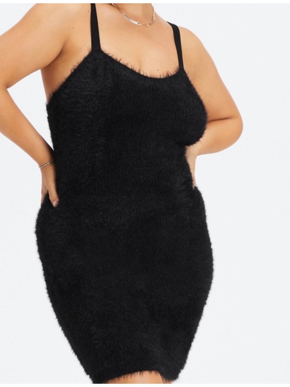 Fabletics Black Fuzzy 90s Bodycon Mini Dress